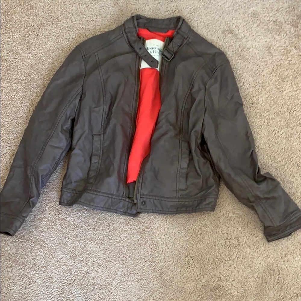 Abercrombie and Fitch brown faux leather jacket